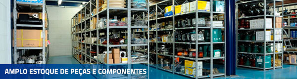 Amplo estoque de peças e componentes